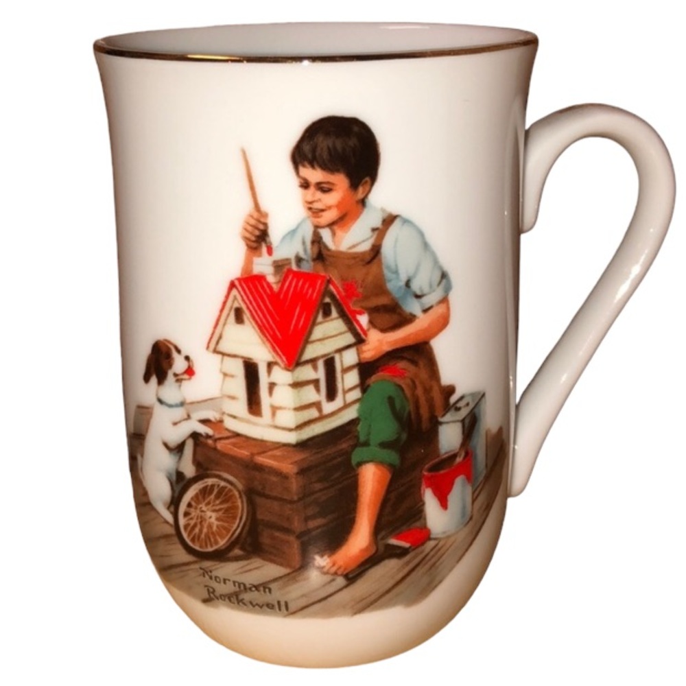☕️☕️☕️ Norman Rockwell Gold Rimmed Mug